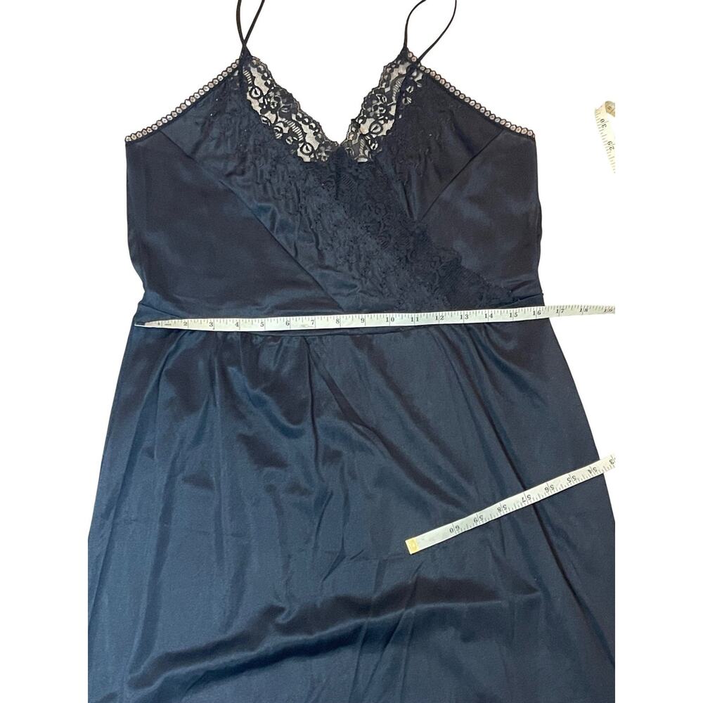 Vintage Private Treasures Black Lace Trim Slip Nightgown Size Medium 1970s - Picture 11 of 14